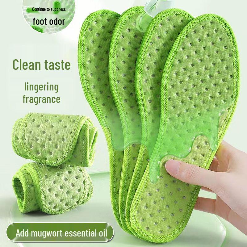 Men's Mugwort Odor-Resistant Sweat-Absorbing Insoles, Soft, Comfortable, Breathable, and Ideal for Prolonged Standing Sports.