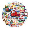 50 Cartoon Train Glossy Stickers for Suitcases, Computers, and Motorcycles