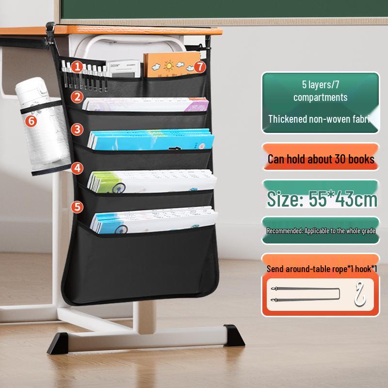 Large Capacity Student Hanging Book Bag & Desk Organizer
