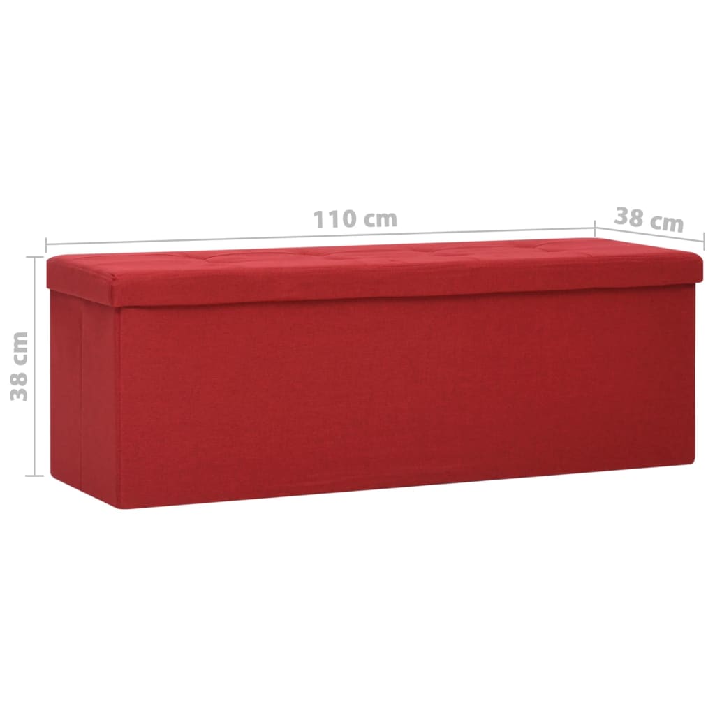 Foldable Storage Bench with Storage Space Burgundy Linen Look