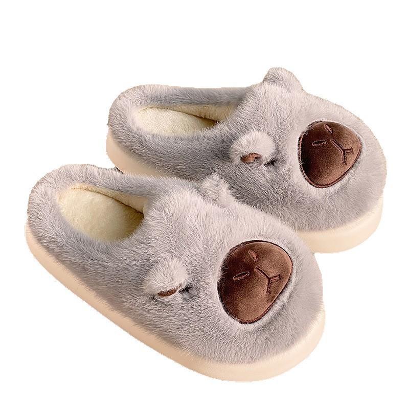 New Cartoon Kapibara Warm and Wear-resistant EVA Large White Bottom Cotton Slippers Soft Home