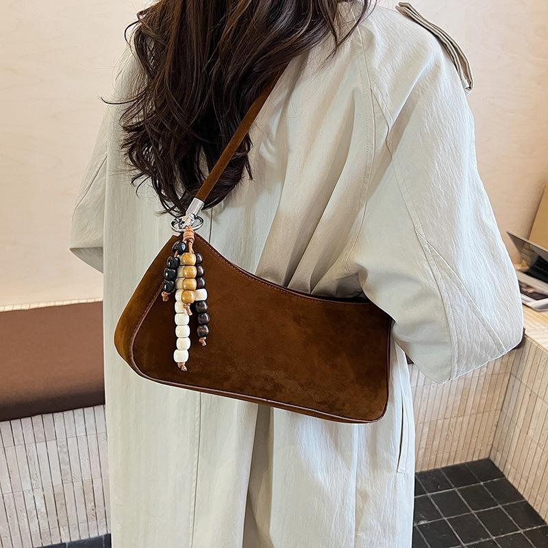 Premium suede bag women's soft leather underarm bag fashionable niche design new simple and fashionable shoulder bag