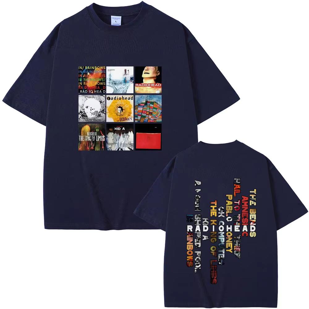 Radiohead Band 100cotton Unisexs Oneck Shirt Music Album Graphics Womens Summer Rock Gothic HipHop High Quality Luxury Tshirt