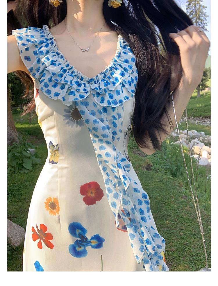 Women's Floral Sleeveless Long Dress, Japanese Summer 2026 Style