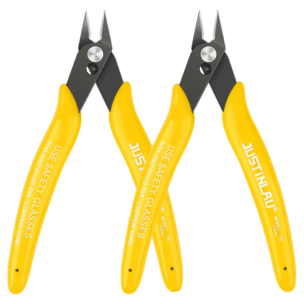 2Pcs Mini Nose Cutting Plier Electrical Wire Cable Cutter  Metal Side Snips Flush Pliers Convenient Durable Tool жёлтый