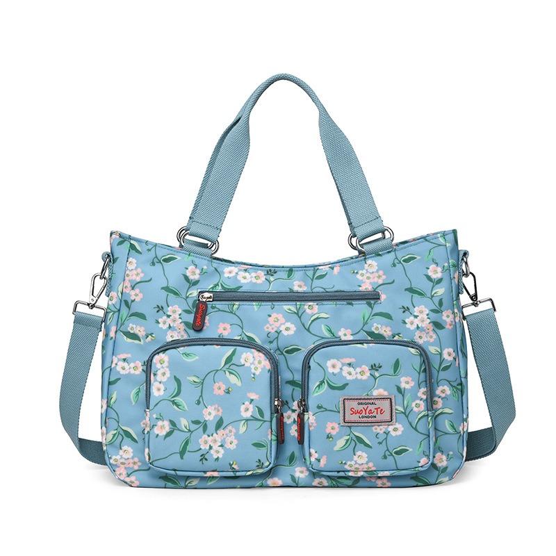 Lässige bedruckte Damen-Umhängetasche, Mehrfachfächer zur Aufbewahrung, Muttertasche, Nylongewebe, großes Fassungsvermögen, Damen-Messenger-Bag
