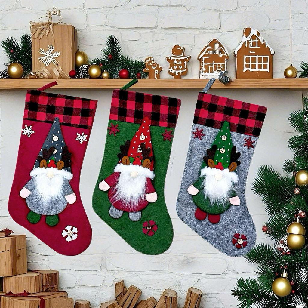2025 Christmas Faceless Doll Stocking Pendant and Santa Gift Bags for Kids