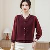 Mother's Spring Style: Gauze Sleeve Knit Top with Hot Drill and Nine-Point Sleeves for Middle-Aged Women