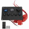 Panel de interruptores basculantes redondos de 12 y 24 V con 5 posiciones, doble puerto USB, cargador de coche, protección contra sobrecalentamiento y uso en barcos.