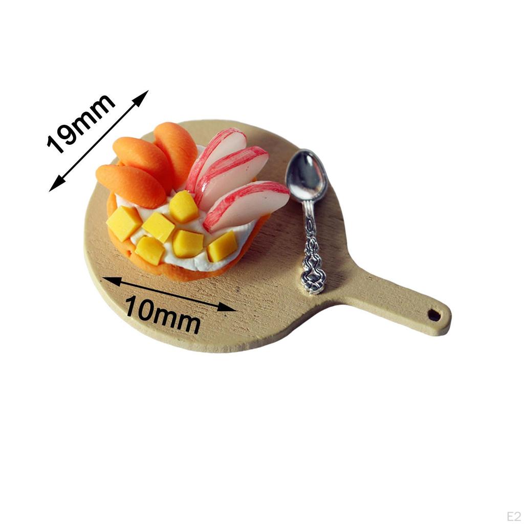 1:12 Dollhouse Food Set with Tray Fruit Pie Spoon Assorted for Toddlers Children
