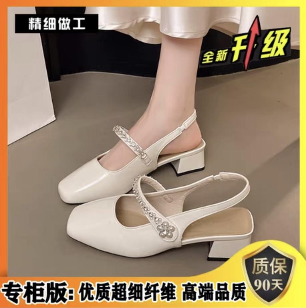 High Heels Thick Heel Medium Heel Bag Head Sandals Women's 2025 New Summer Fairy Style with Skirt Mary Jane Single Shoes
