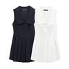 Women's Spring Pleated V-Neck Sleeveless Short Dress