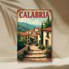 Retro Calabria Italy Metal Sign 2D Rustic Wall Art with Scenic Italian Town Design