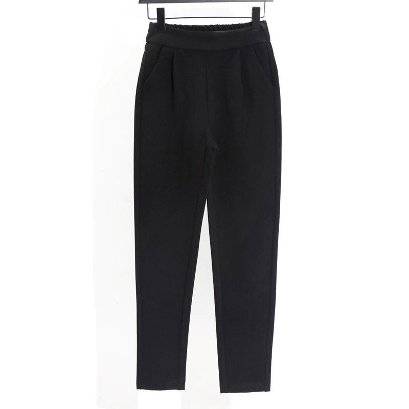3 Colors Woolen Pants Women's Harem Pencil Pants Autumn Winter High Waist Elastic Korean Style Lady Suit Pants Trousers