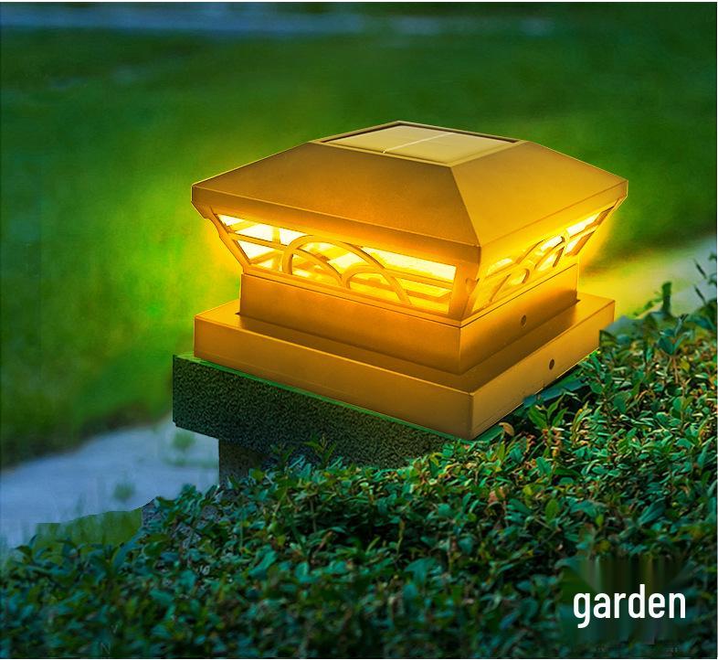 Patterned Solar Pillar Light for Outdoor Courtyard, Villa Gate, or Wooden Post