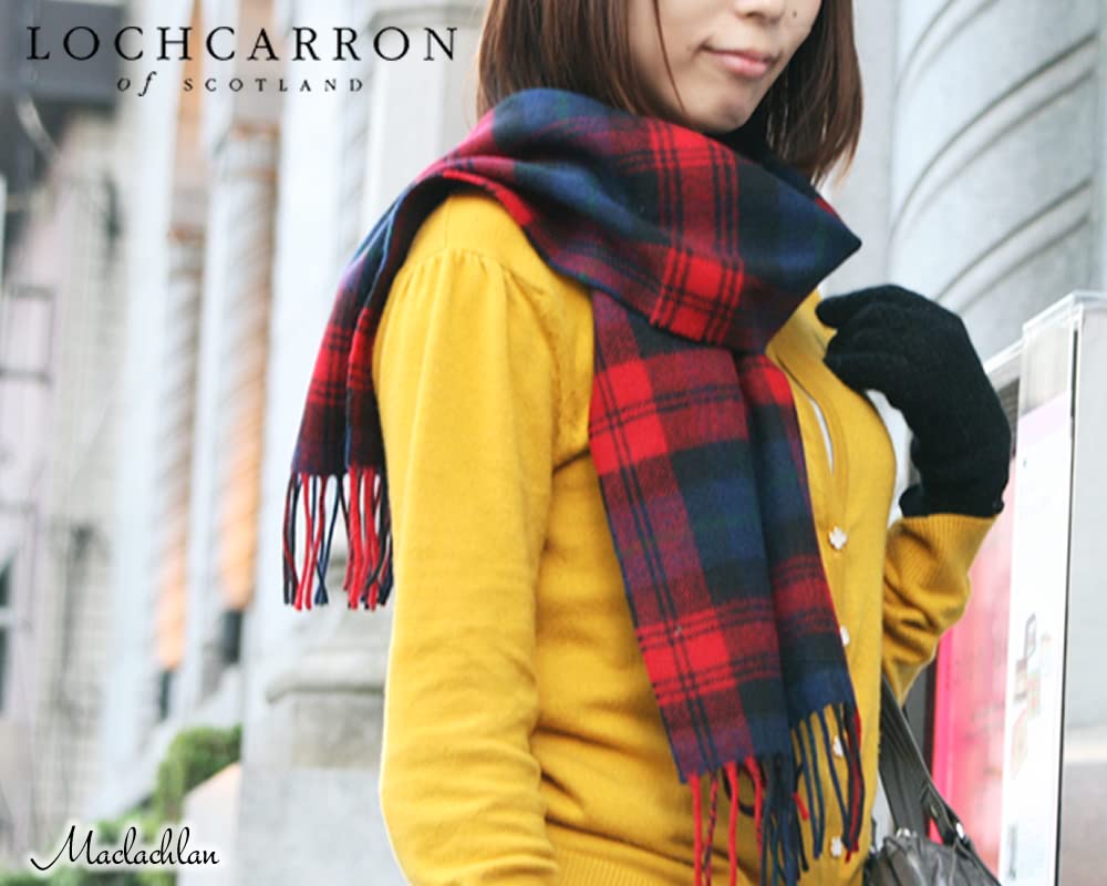 Lochcarron Lambswool Tartan Check Made In Favoured by the British Royal Family 100% Scarf, Scotland, (MacLachlan)