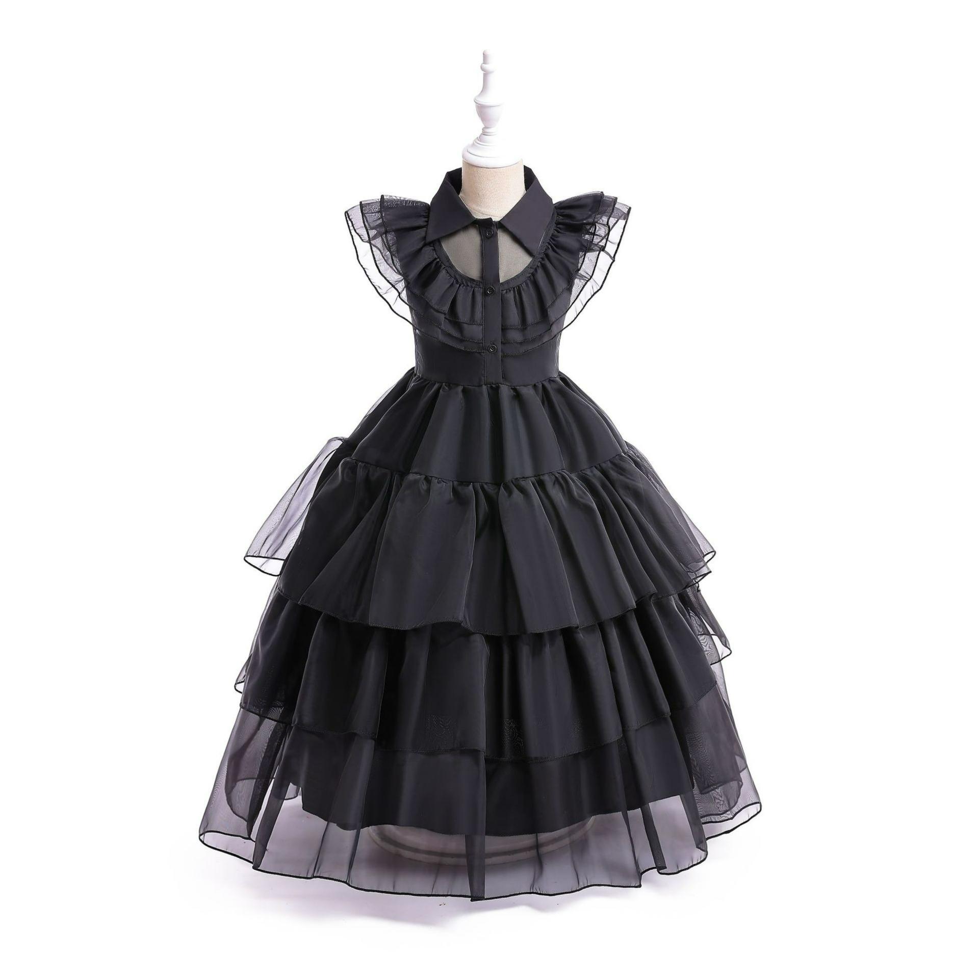 Cos Service Heroine with The Same Black Dress Skirt Halloween Wednesday Dress 100 чёрный