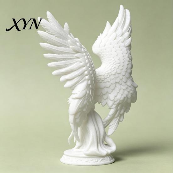 Matte Finish Angel Collectible 3D Printed Figurine with Large Wings, White Statue, Keepsake Gift Aesthetic Minimalist Sculpture for Home Office