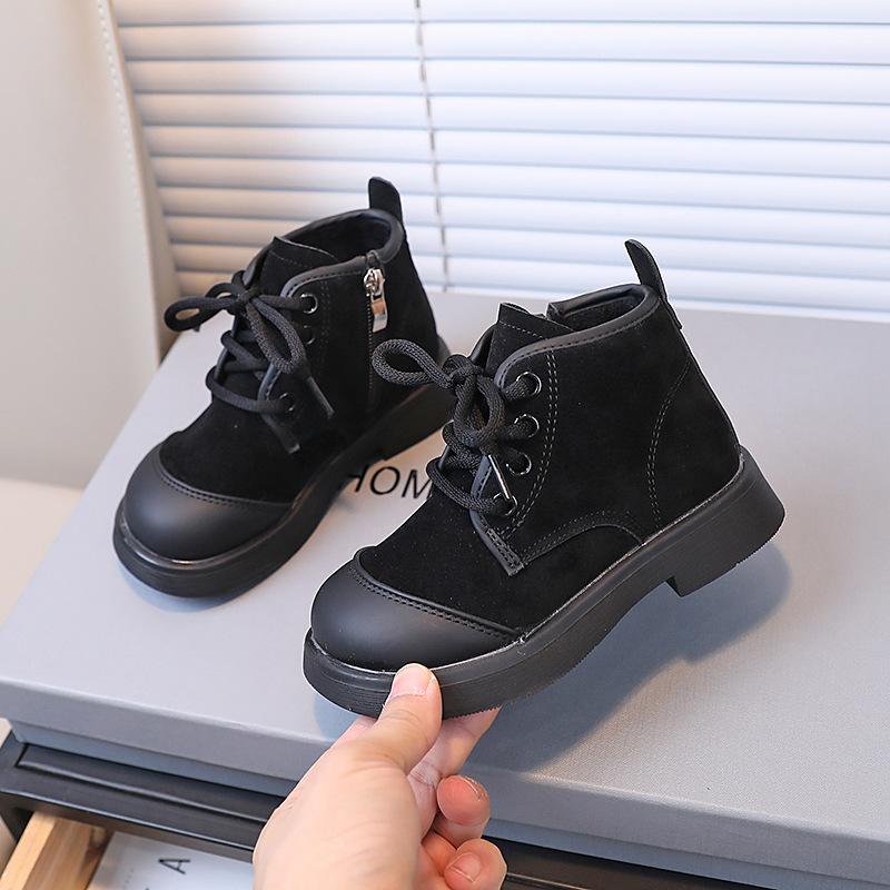 Children's Ankle Boots Riding Boot Fashion Kids Casual Leather Shoes for Spring Autumn Brown Black Lace Up