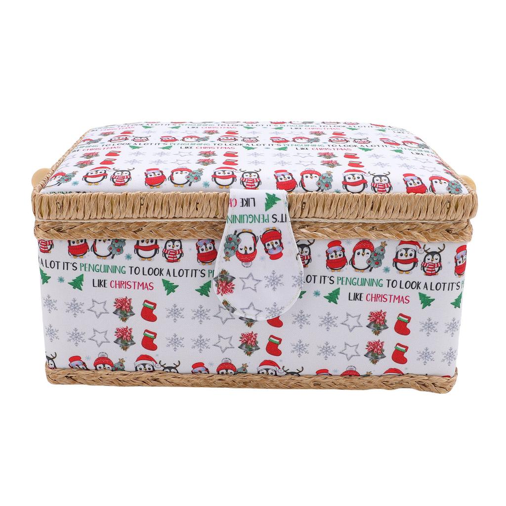 Sewing Storage Basket with Detachable Tray Portable Needle Thread Carrying Organizer for Craft Lovers and Beginners