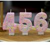 Number Birthday Candle 0-9 Set for Cake Decoration Children Baking Party Supplies with Glitter and Beaded Design