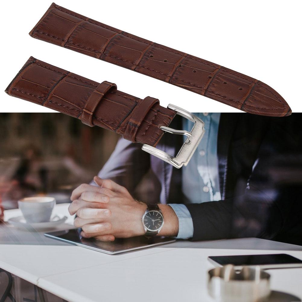 Correa de reloj universal de cuero PU ajustable para hombre y mujer, repuesto de 20 mm, marrón