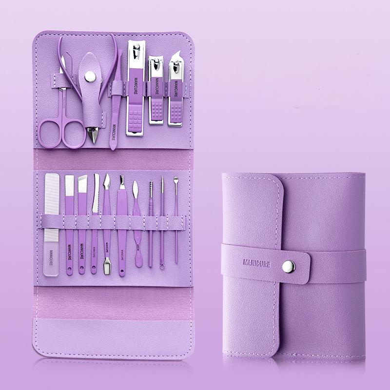 Nail Clipper Set Full Set Matcha Green Nail Clippers 16-Piece Set Manicure Tools Stainless Steel Nail Clipper Set