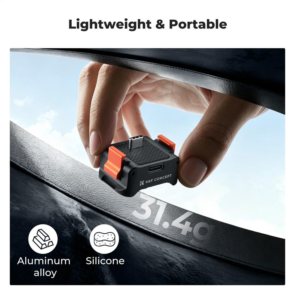 K&F CONCEPT PP61 Charging Adapter Base for DJI Osmo Pocket 4 Pocket 3 Fast Charging Aluminum Alloy Quick Release Stand Portable