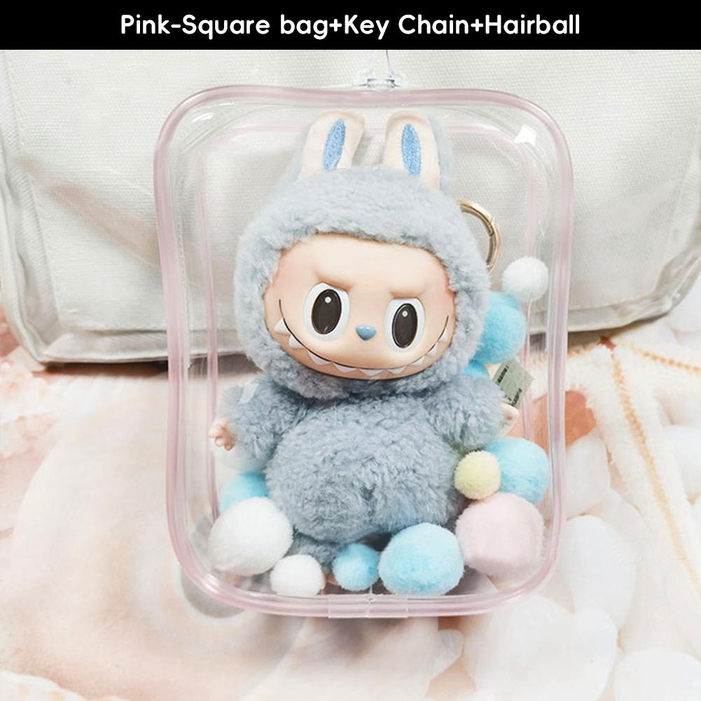 

Прозрачный таинственный ящик для хранения, аниме-украшения, таинственный ящик, органайзер, квадратная плюшевая кукла, сумка для демонстрации с брелком розовый