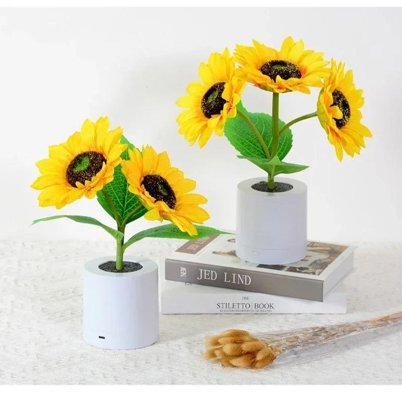 1 Pezzo Luce Notturna a 3 LED Ricaricabile Luci Girasole Illuminazione Interna Camera da Letto Comodino Scrivania Decorazione Lampada da Tavolo Lampade Notturne