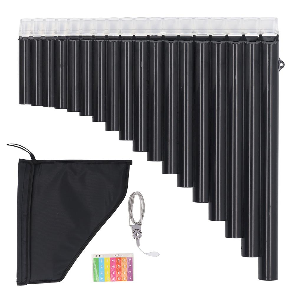 Pan Flute Instrument 18 Pipes Key of C Pan Pipe for Beginners Learning Teaching with Carrying Bag