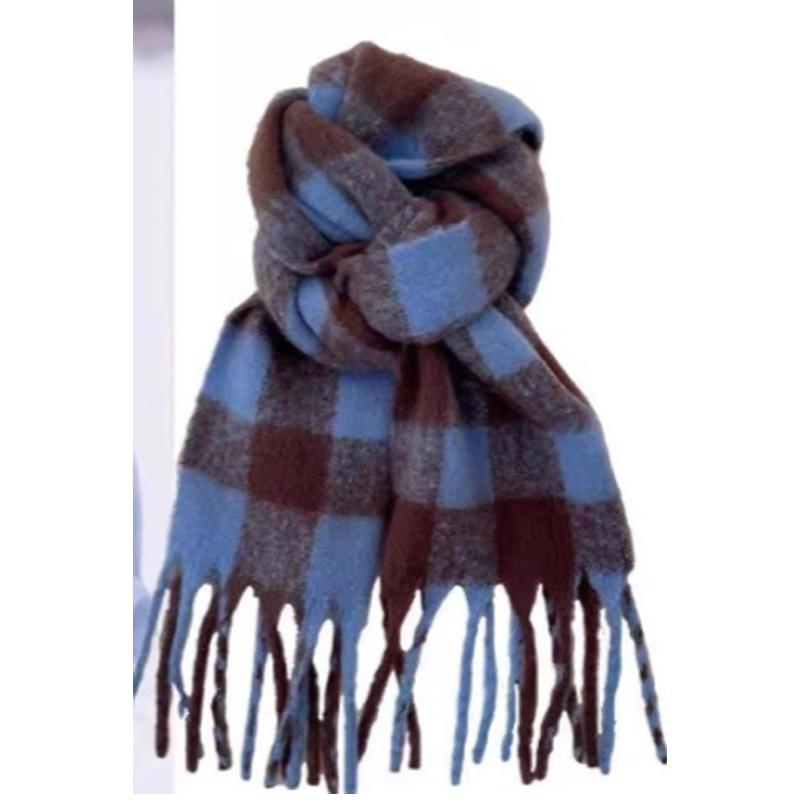 1pc Unisex Winter Warm Scarf Luxury Outdoor Leisure Scarf ThickenWarm Shawl Classic Tassels Fluffy Scarf Solid Color Soft Shawl