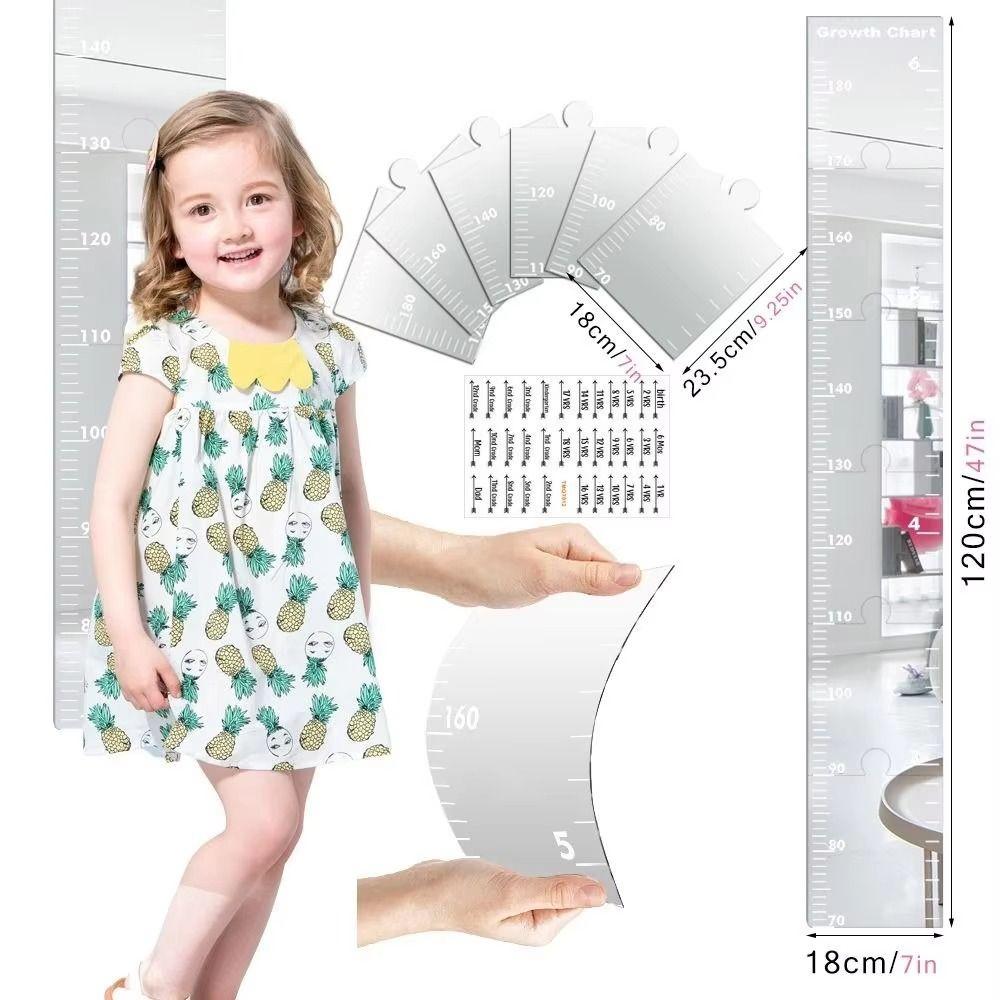 Firm Secure Paste Puzzle Mirror Growth Chart Foldable Design Height Measurement Tool  For Wall