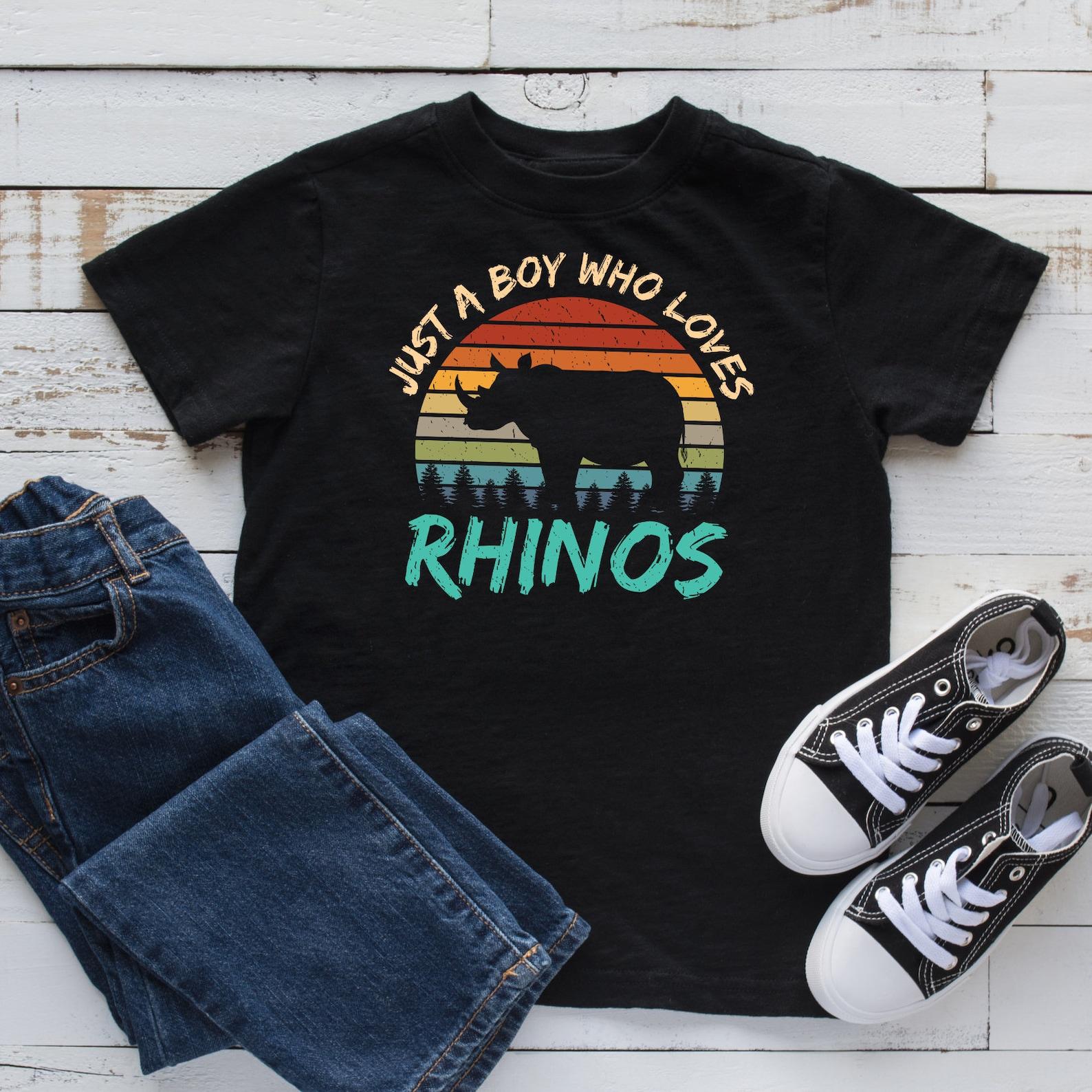 Boy Who Loves Rhino T-Shirt, Kids Rhino Tee, Toddler Rhino Shirt, Kids Zoo T-shirt 2XL