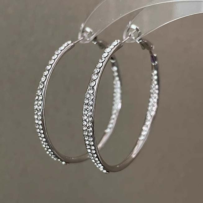 925 Sterling Silver Earrings For Women Trendy Geometric Big Round Zircon Earring Jewelry Prevent Allergy Party Gift Accessories