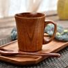 Handmade Wooden Cup Coffee Beer Tea Mugs Big Belly Cup with Handle Retro Teacup Kitchen Bar Cafe Home Office Decoration Supplies