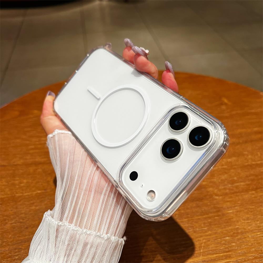 

Acrylic Transparent Phone Case For iPhone 17 Air 16 15 14 13 12 11 Pro Max Plus For Magsafe Magnetic Wireless Charge Clear Cover iPhone17 Pro
