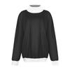 Women's Fashion Color Block Long Sleeve Loose Slit Half Turtleneck Sweatshirt Top