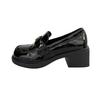 Schwarze britische High Heels Damen 2025 Herbst neue Plateau Erhöhung kleine Lederschuhe ein Pedal französische Loafer