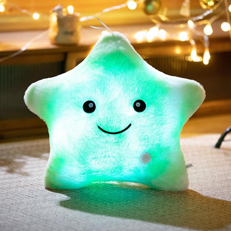 Creative Luminous Five-Pointed Star Throw Pillow Plush Toy Luminous Star Doll Home Sofa Pillow Girl Rag Doll