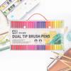 48Pcs Dual Tip Brush Pens Set for Drawing Watercolor Art, 1-2mm