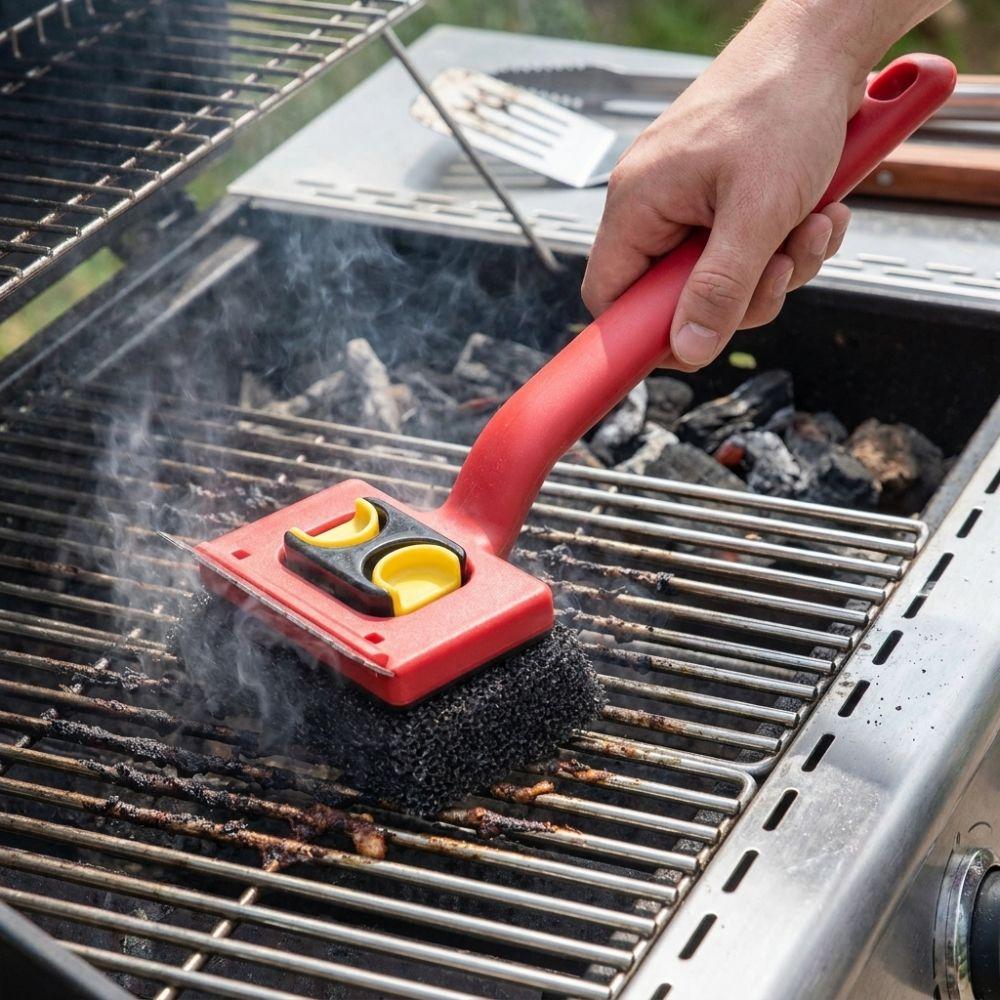 Handheld BBQ Grill Cleaning Brush Stainless Steel Grease Remover Brush  Camping Grill