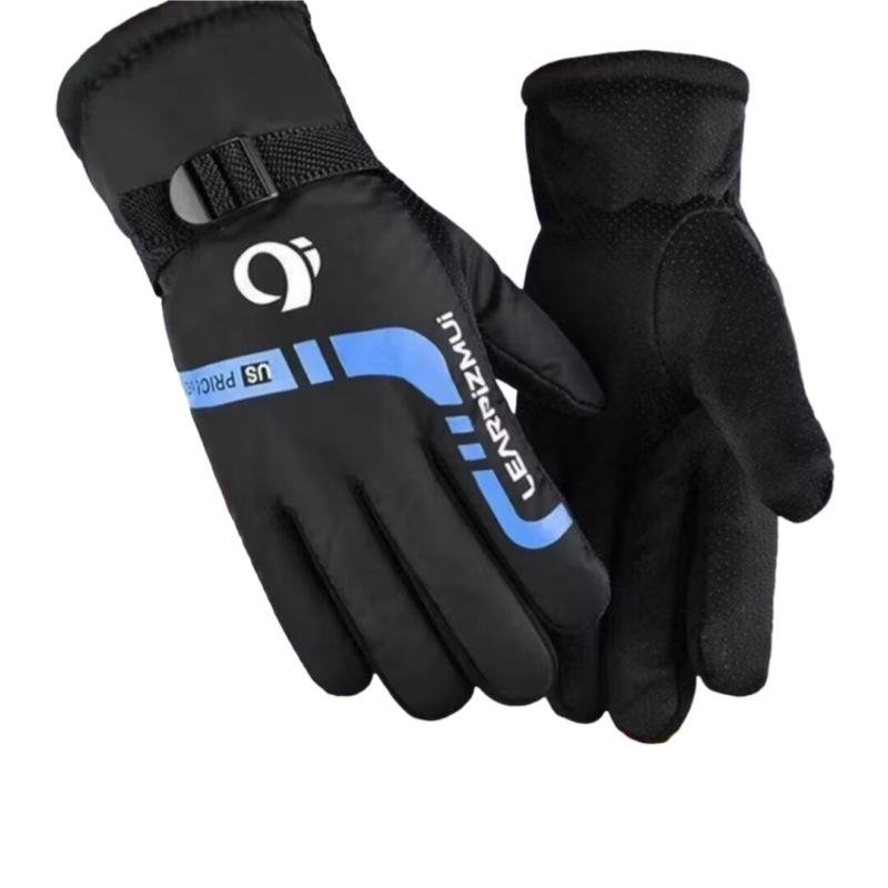 Waterproof Windproof Velvet-Lined Winter Ski Gloves for Riding and Cycling One Size