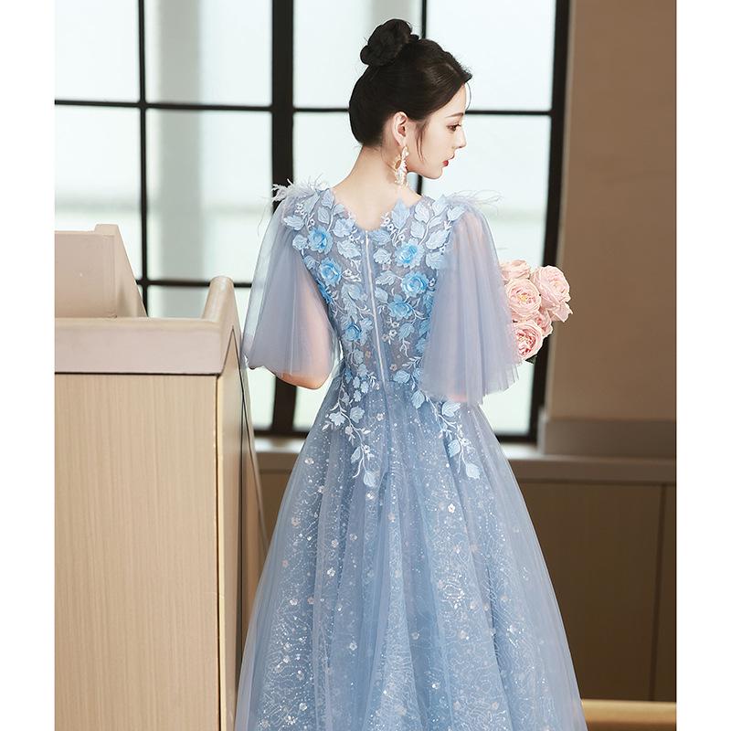 Elegant 2026 Blue Fairy Evening Gown - New Luxury French-Inspired Long Banquet Dress