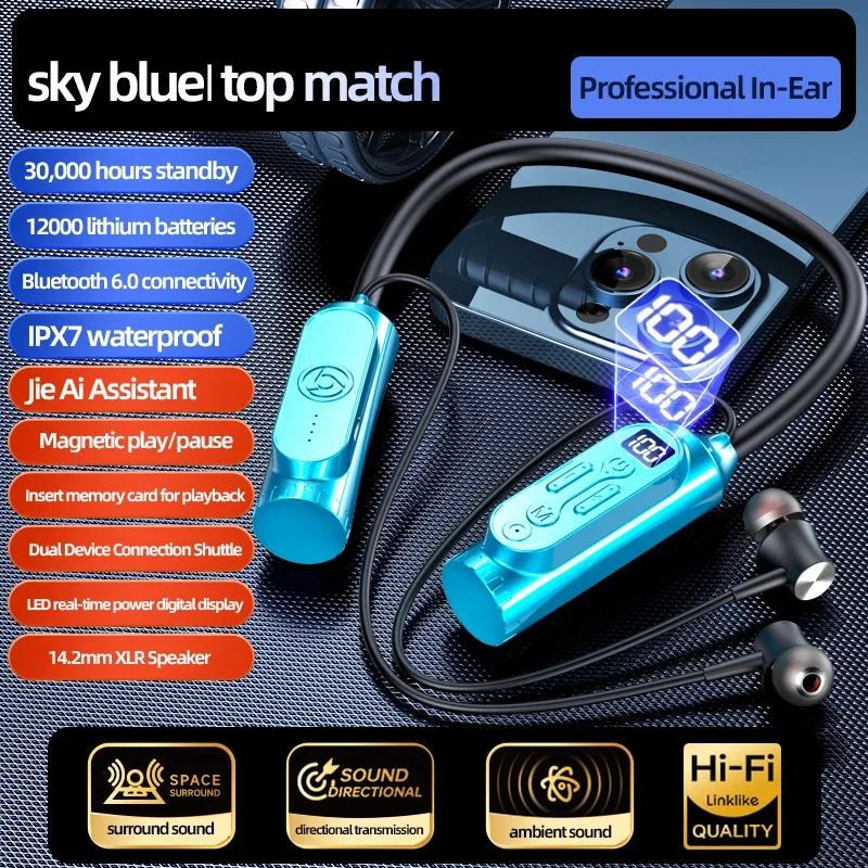 12000mAh 30000Stunden Wiedergabe Kabellose Bluetooth-Kopfhörer Magnetisches Sport-Lauf-Headset Nackenband Sport-Ohrhörer Geräuschunterdrückung