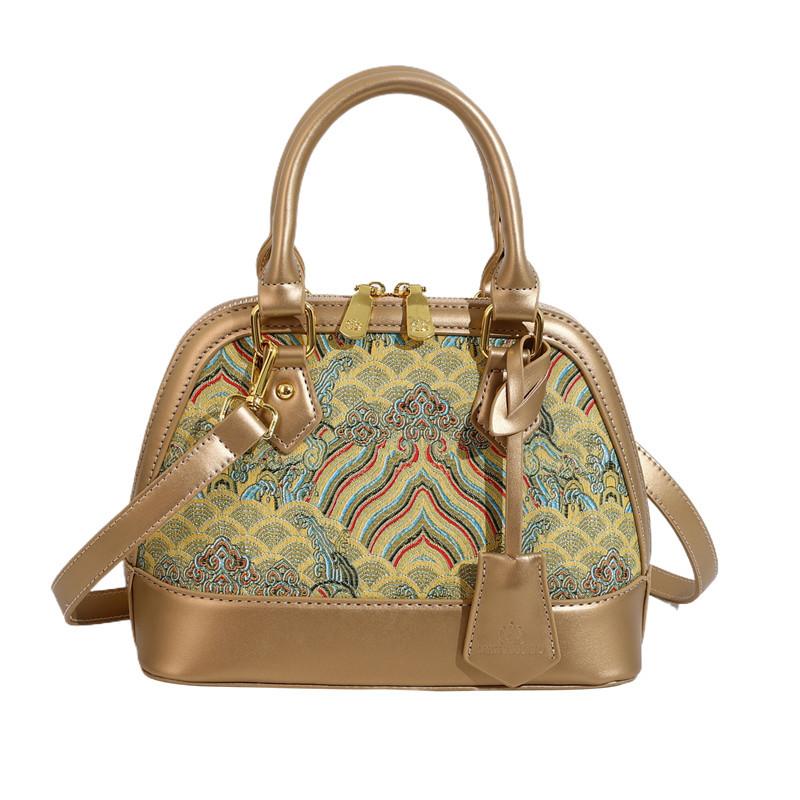 Stylish and Simple Embroidery Xiangyun Handbag Women's Shoulder Messenger Bag High-end Shell Bag