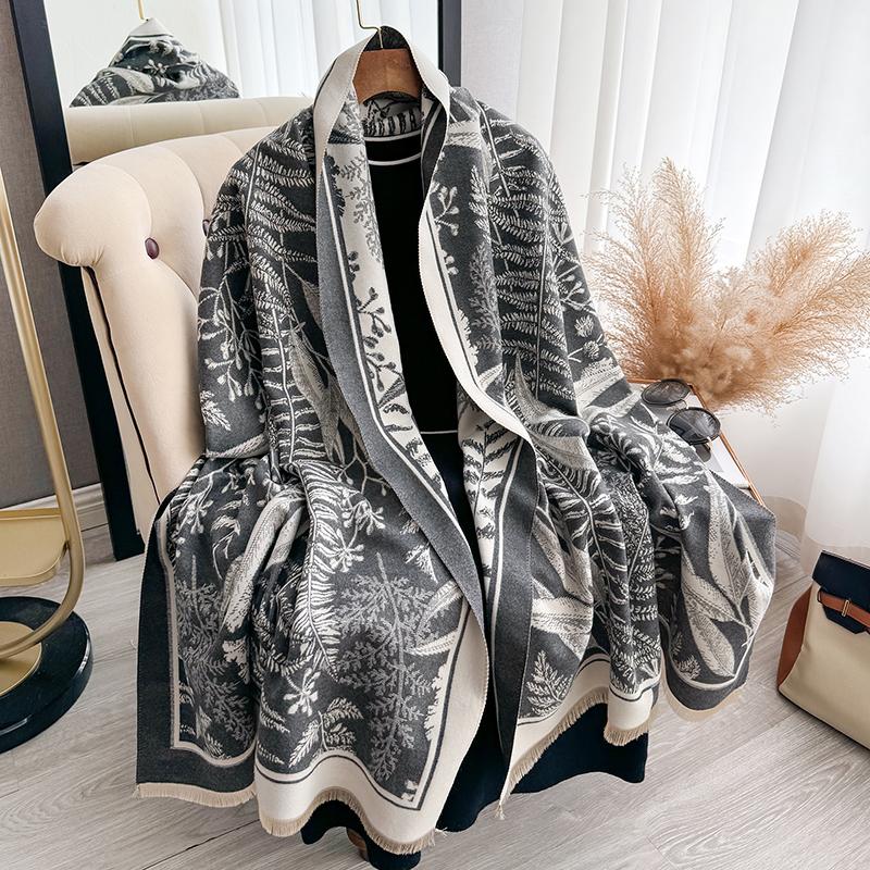 Women Winter Luxury  Cashmere Plant Pattern Scarf Thick And Warm Long Shawl Bandana Pashmina Muffler Blanket Bufanda
