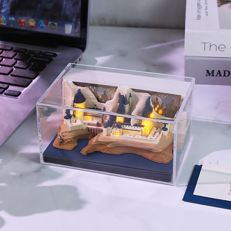 Calendar și Blocnotes Sculptură de Hârtie 3D Castelul Harry Potter Decor Birou