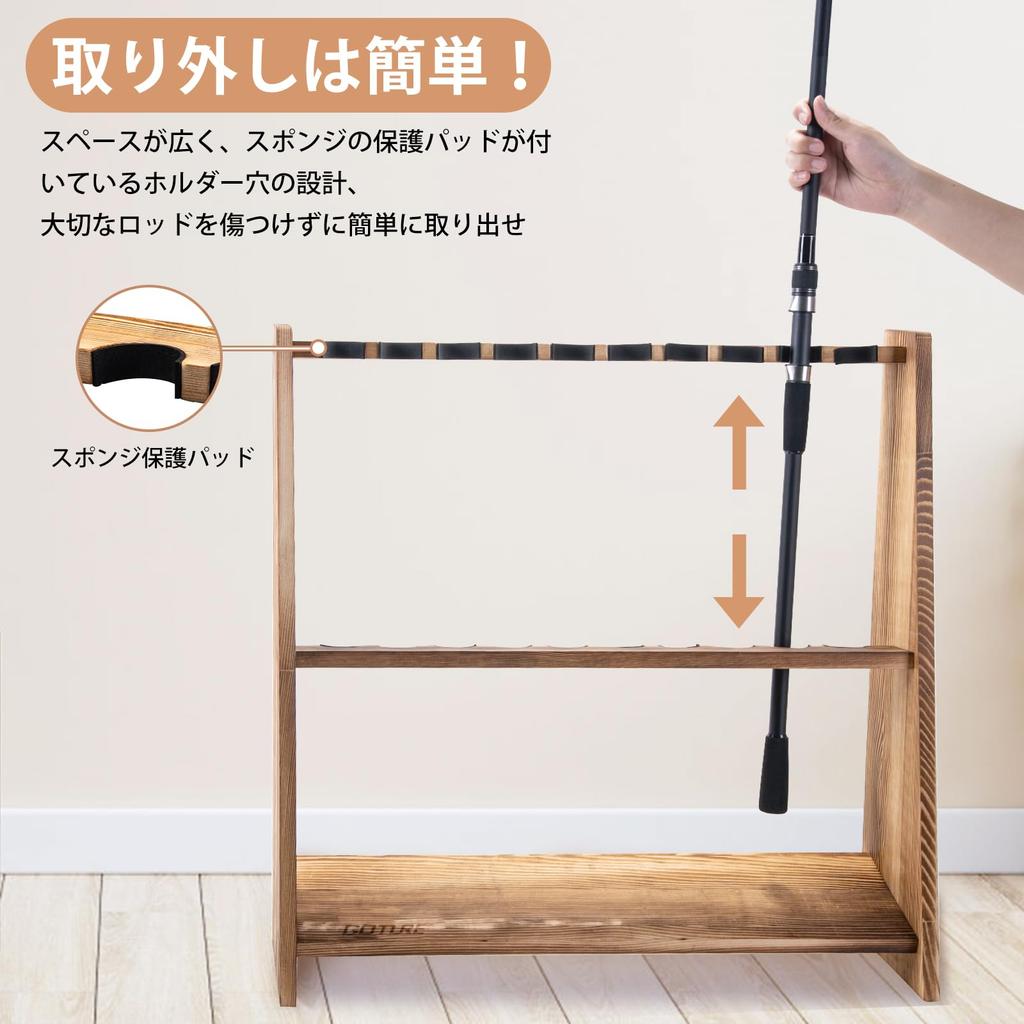 Goture Rod Rod Holds 10 Carbonized Pine Instruction Manual Natural Solid Fishing Rod Fishing Rod Easy To Suitable for Various Types of Fishing Rods