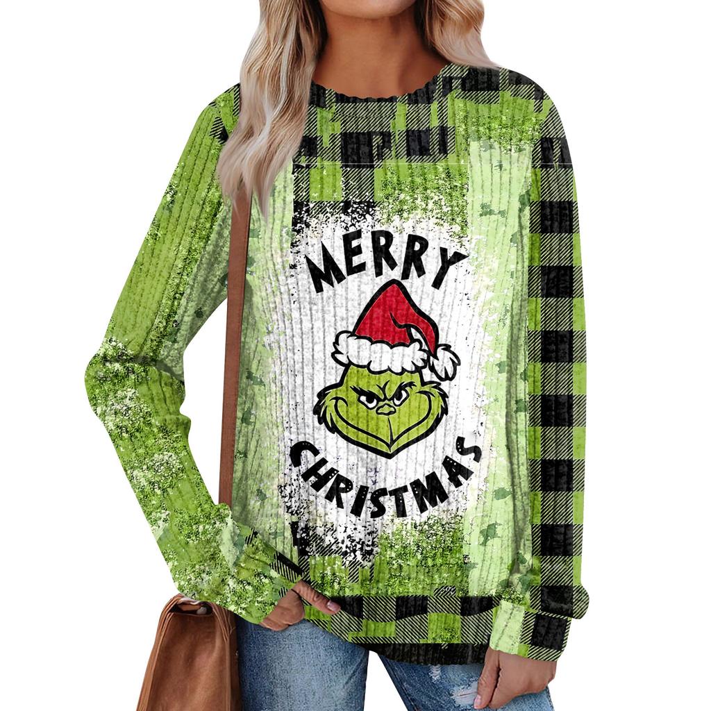 Women's Printed Lightweight Brushed-Cotton Round Neck Top